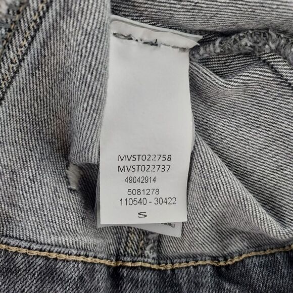 Mavi Women Small Gray Button Front Denim Distressed Jean Jacket - Picture 5 of 6